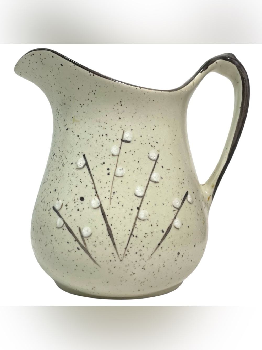 Vintage 1960s Roger's Collection Pottery Pitcher #1102 Speckled Hand Painted